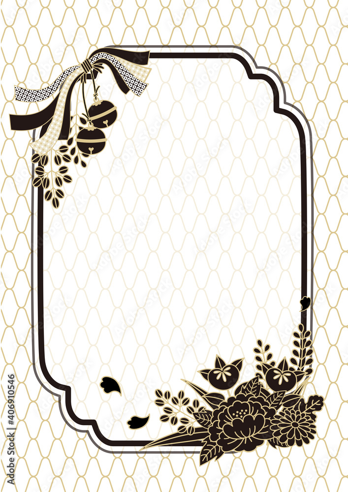 和風フレーム背景 金と黒の豪華な和風フレーム 網目文様 Stock Vector Adobe Stock