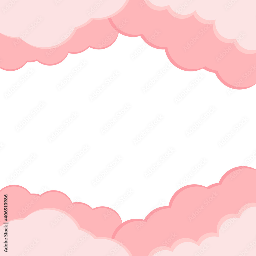 Background for the day of love, valentine's day, birthday party, wedding anniversary party, sky full of clouds, red pink heart, beautiful decoration, vector cartoon illustration.