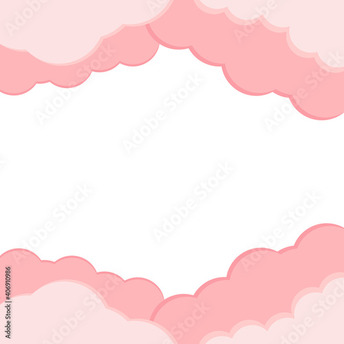 Background for the day of love, valentine's day, birthday party, wedding anniversary party, sky full of clouds, red pink heart, beautiful decoration, vector cartoon illustration.