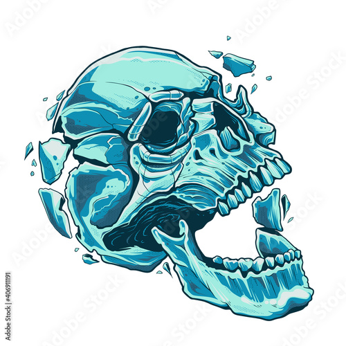 Skull Exploding Vector Art
