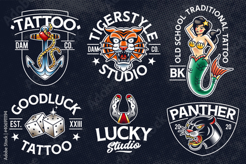 Old School Tattoo Vector Emblems
