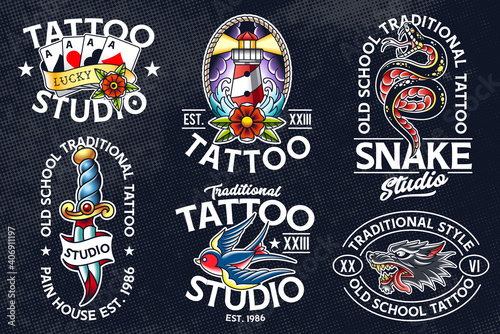 Old School Tattoo Vector Emblems