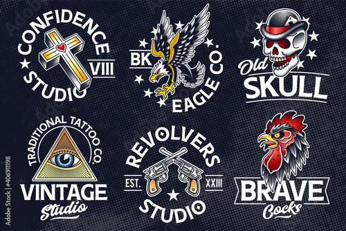 Old School Tattoo Vector Emblems