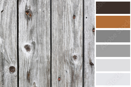 brown and grey colour palette with plank wall