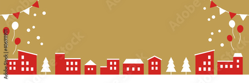 Winter cityscape frame 冬の街並みフレーム