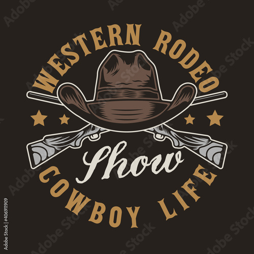 Wild west pistol guns and cowboy hat