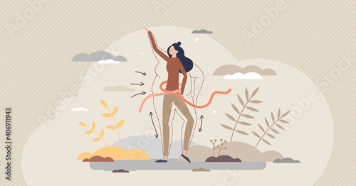 Loosing weight for slim body figure as result of sport tiny person concept