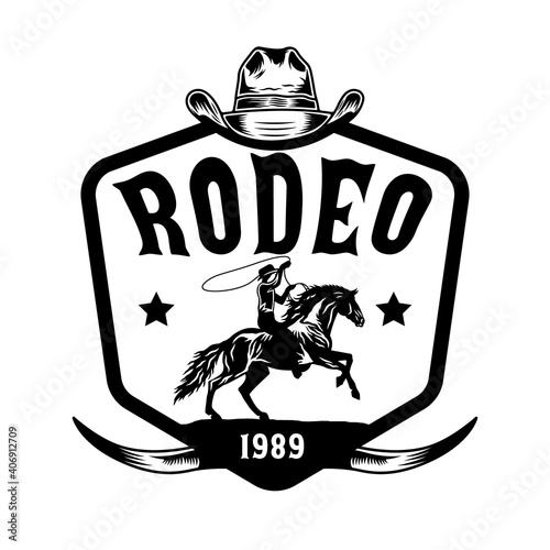 Rodeo cowboy horse western badge