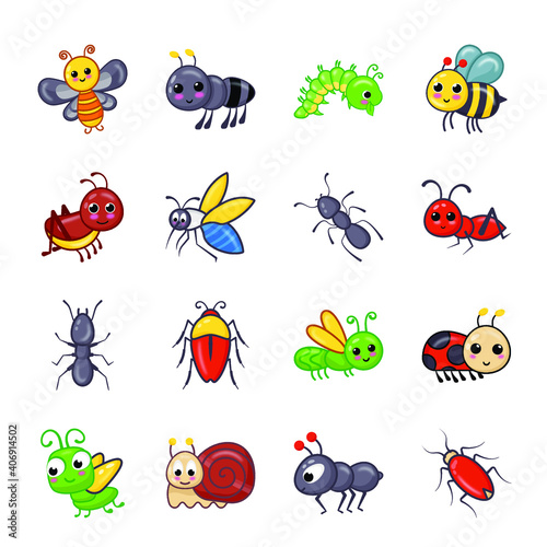  Cute Insects Flat Icons Pack   © SmashingStocks