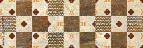 Wall Decor for interior home decoration, Ceramic Tile Design. it can be used for ceramic tile, wallpaper, linoleum, backdrop, coverpage, poster, textile, web page background -  Illustration