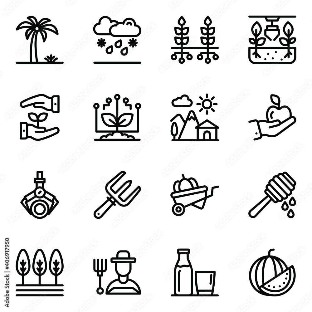 
Pack of Forecast and Smart Farming Glyph Icons 
