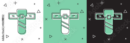 Set Knife holster icon isolated on white and green, black background. Vector.