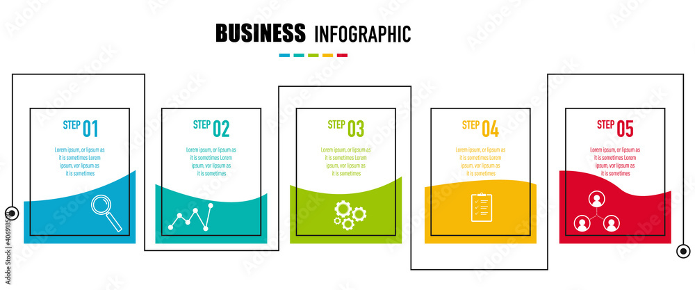Infographics design vector and business icons with 5 options for presentation and web site		