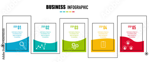 Infographics design vector and business icons with 5 options for presentation and web site		