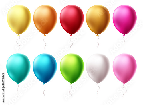 Birthday balloons set vector design. Colorful balloons isolated in white background for birthday celebrations and party decorations. Vector illustration.
