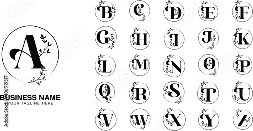 Floral SET A TO Z initial logo | initial  based  modern monogram creative logo, vector template image. luxury logotype logo, real estate , Feminine logo. typography logo, Spa saloon logo