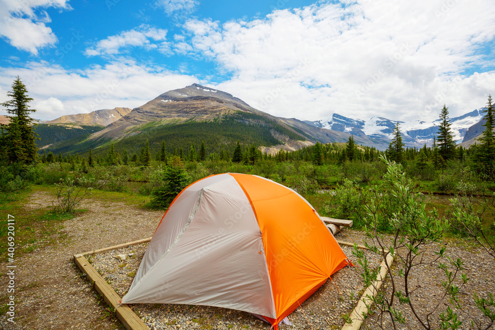 Tent in mountains