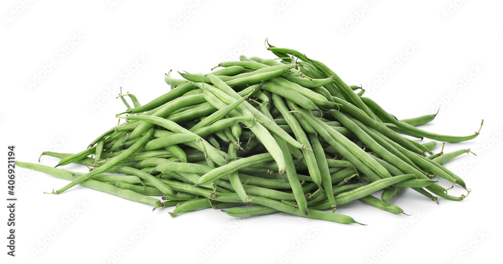 Delicious fresh green beans on white background Delicious fresh green beans on white background