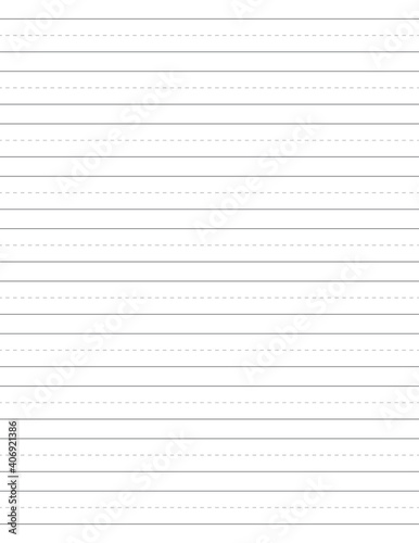 Preschool Dotted Lined Writing Paper for ABC 123 . Easy reference to letter formation. Preschool Dotted Lined Writing Paper vector.
