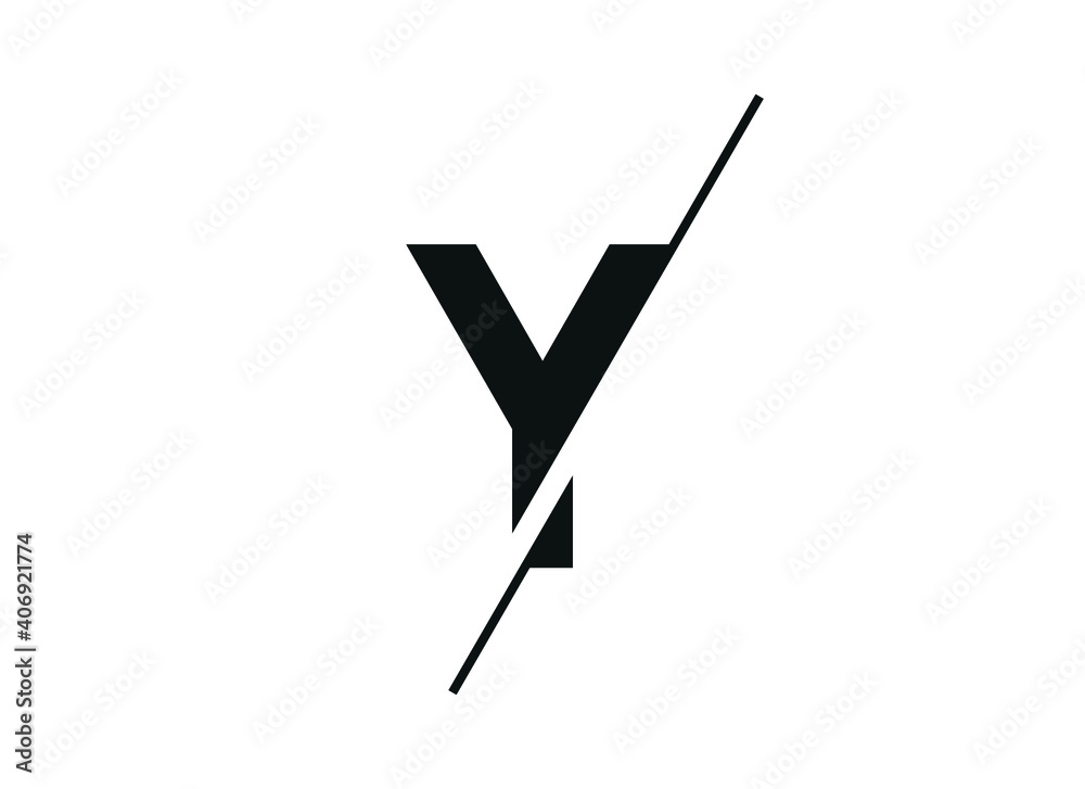Letter Y logo design in a moden geometric style with cut out slash and lines. Vector - obrazy, fototapety, plakaty 
