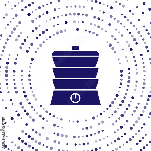Blue Slow cooker icon isolated on white background. Electric pan. Abstract circle random dots. Vector.