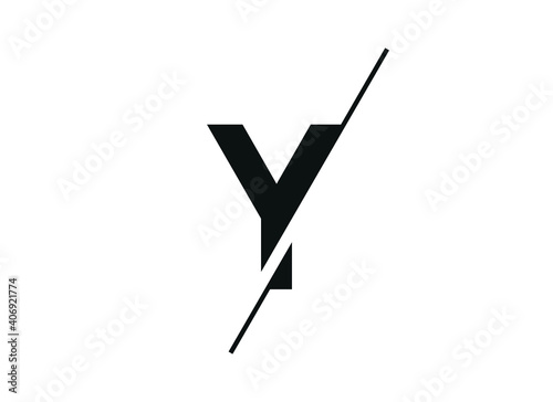 Letter Y logo design in a moden geometric style with cut out slash and lines. Vector
