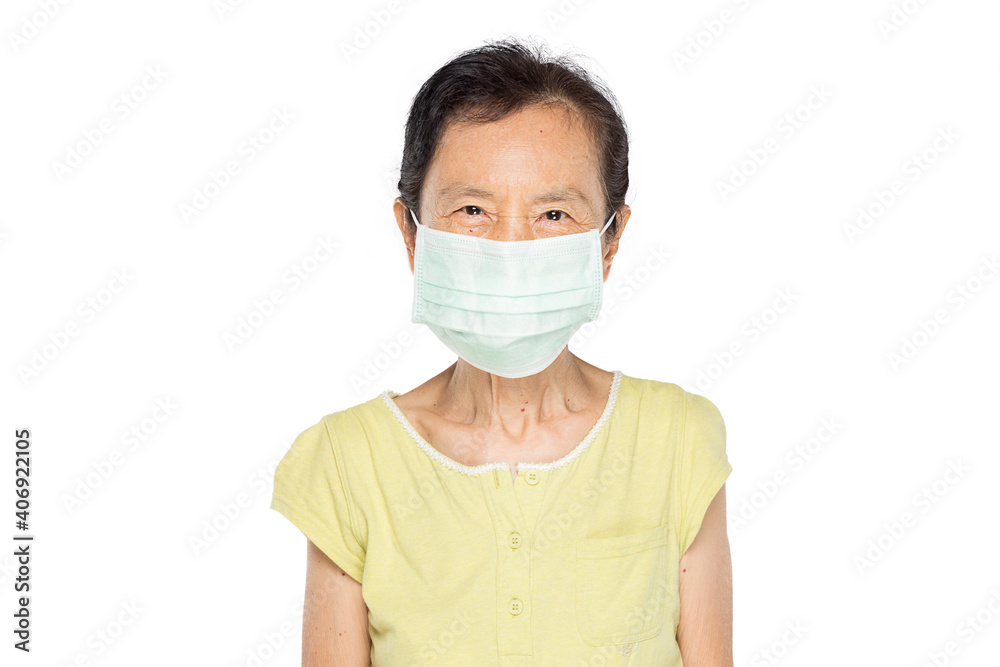 woman put on mask show emotion happy and smile.