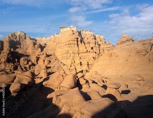 Out of this world Goblin Valley State Park unique mushroom shaped sandstone hoodoos and formations in a strange semi desert setting in Green River Utah photo