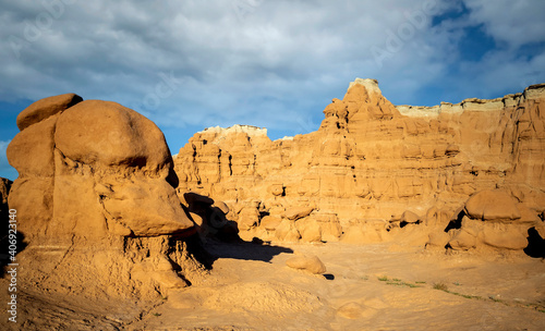 Out of this world Goblin Valley State Park unique mushroom shaped sandstone hoodoos and formations in a strange semi desert setting in Green River Utah photo