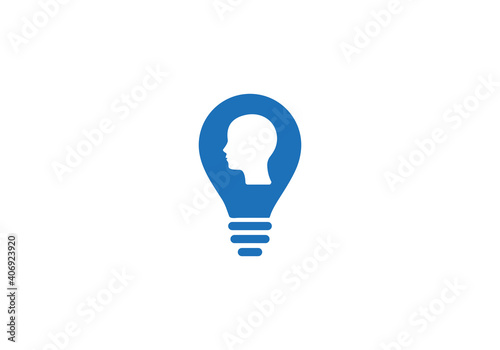 Man head vector logo design. Natural products logo. Head logo design with bulb concept