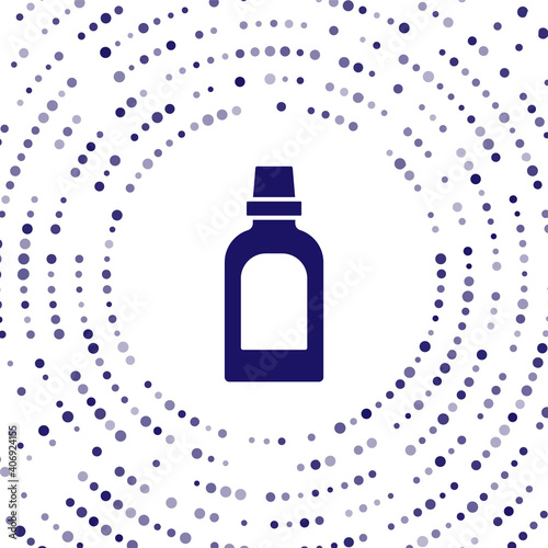 Blue Plastic bottle for laundry detergent, bleach, dishwashing liquid or another cleaning agent icon isolated on white background. Abstract circle random dots. Vector.
