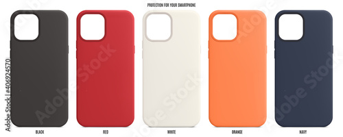 silicone cases for smartphones isolated on white background. mobile phone accessories with shadow. stock vector illustration