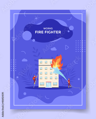 firefighter concept for template of banners, flyer, books cover, magazine