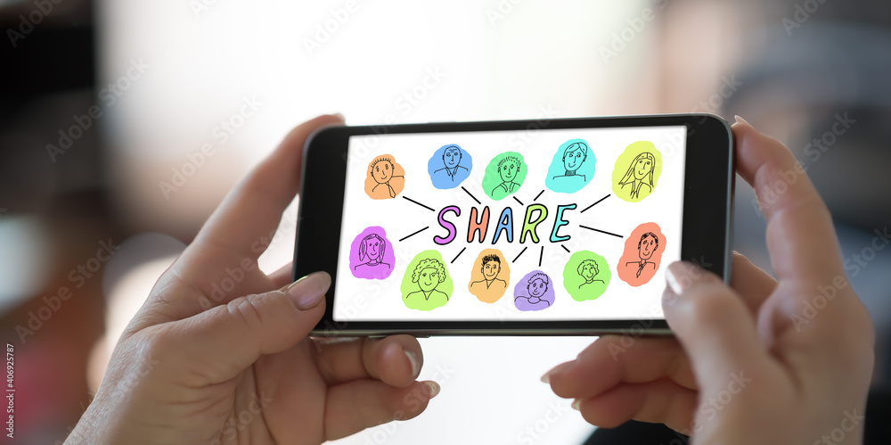 Share concept on a smartphone