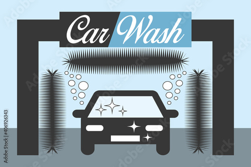 Car wash. Flat design vector illustration. photo