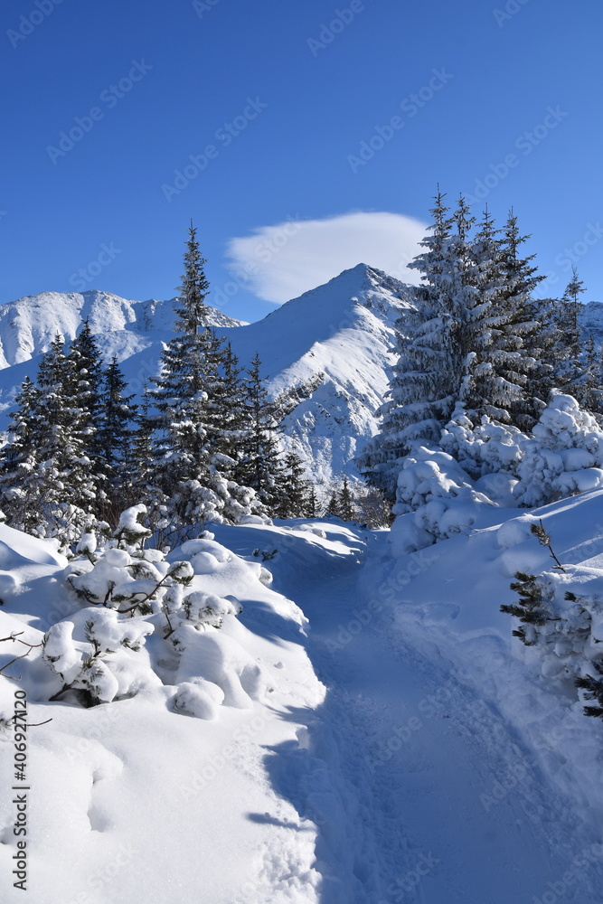 Polish mountains Tatry winter snow in the mountain Polish mountains Tatry winter snow in the mountain