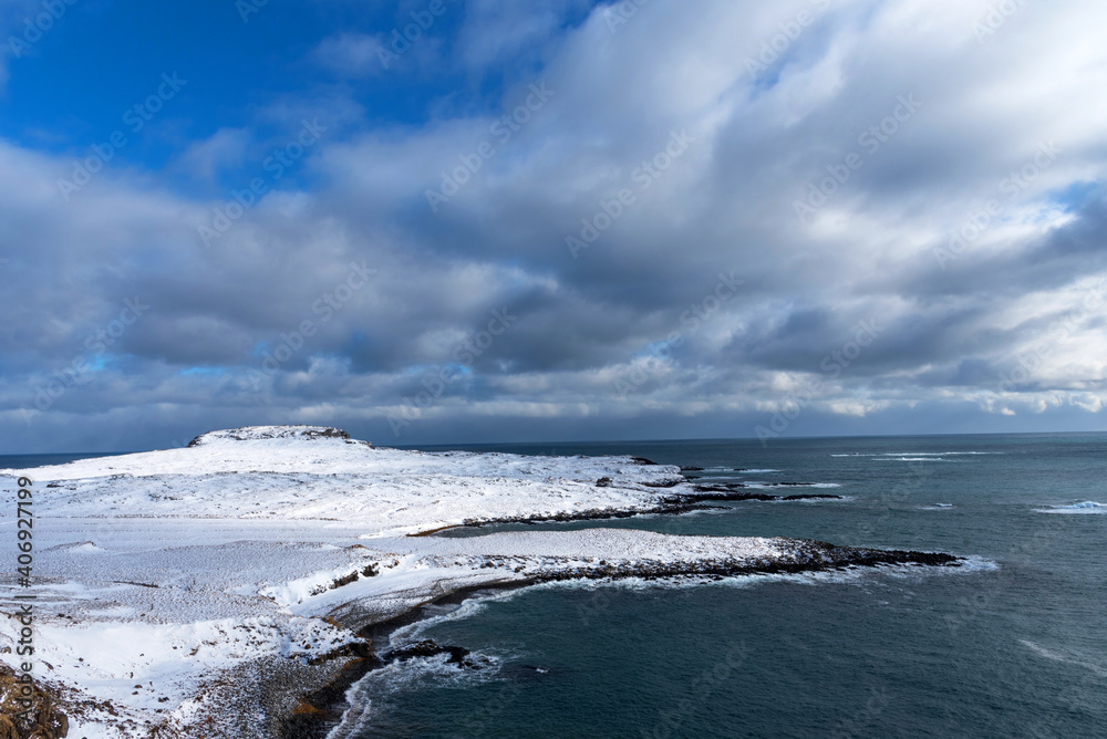 Beautiful winter view of picturesque Atlantic Ocean in Iceland.