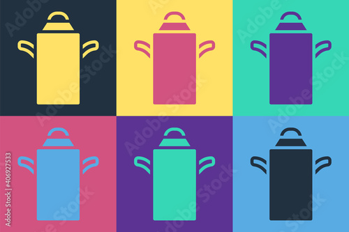 Pop art Can container for milk icon isolated on color background. Vector.
