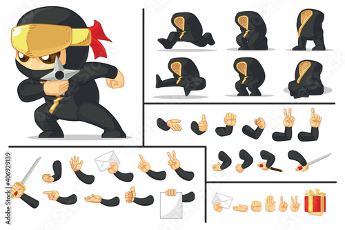 Customizable Mascot Black Japanese Ninja Warrior
