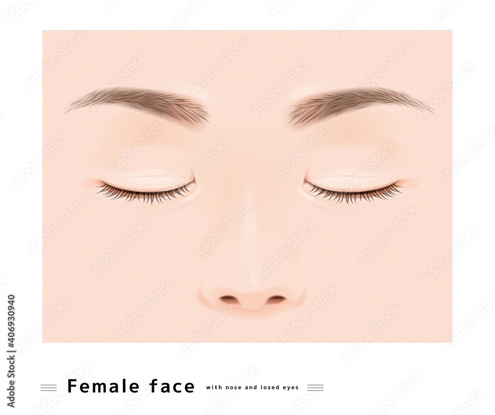 両目 鼻 まつげ 女性 顔 目 閉じた まぶた 眼科 美容 リアル イラスト Stock-Vektorgrafik | Adobe Stock