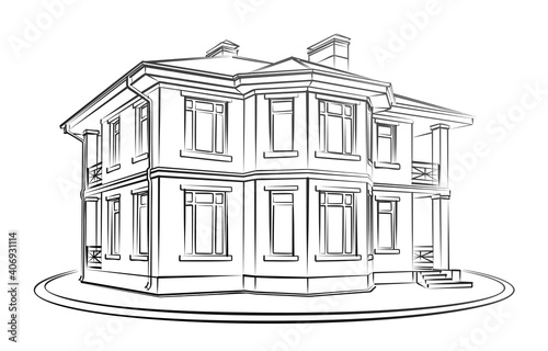 Sketch of a big country house.