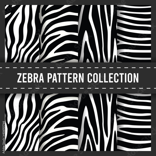 Seamless Pattern Background Zebra Stripes Print Set