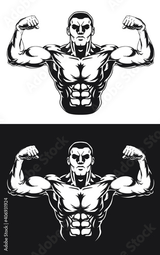 Silhouette Bodybuilding Pose Front Double Bicep