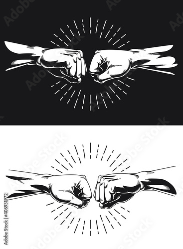 Silhouette Bro Fist Bump Handshake Knuckle