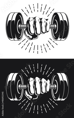 Silhouette Punch Holding Gym Fitness Dumbbells