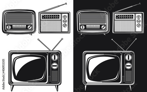 Silhouette Retro Radio Antique Television Tube