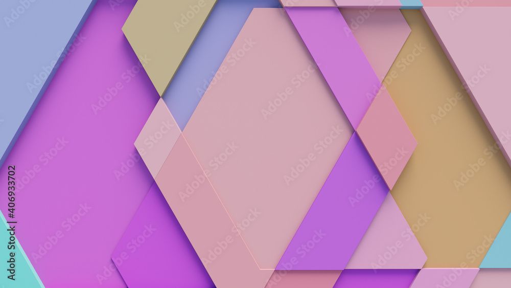 Multicolored tech background, with a geometric 3D structure. Clean, pastel colored design with simple, modern forms. 3D render Multicolored tech background, with a geometric 3D structure. Clean, pastel colored design with simple, modern forms. 3D render