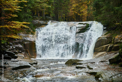 Waterfalls on Mumlava river near Harrachov in Krkonose Mountains photo