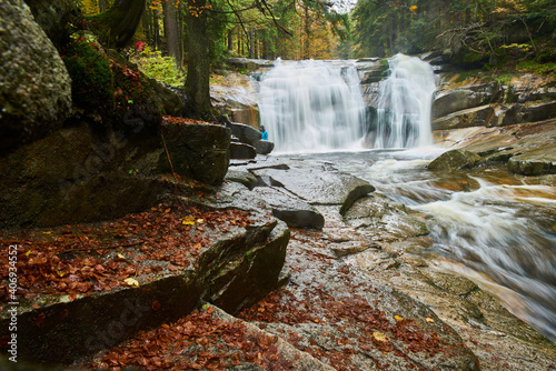 Waterfalls on Mumlava river near Harrachov in Krkonose Mountains photo