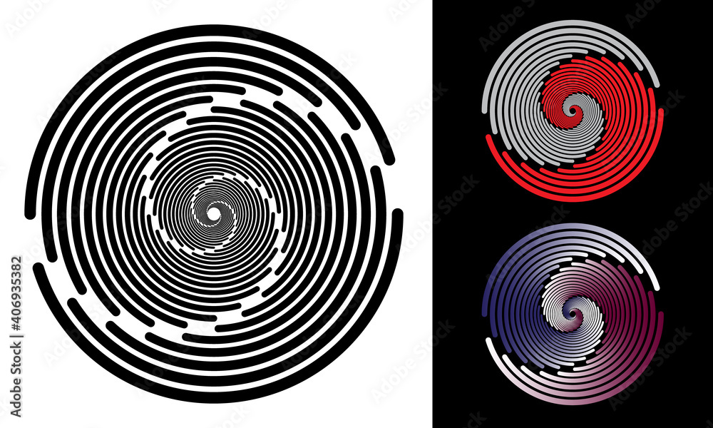 Abstract rotated lines in circle form as background. Design element for prints, logo, sign, symbol and textile pattern. Yin and yang style icon. Abstract rotated lines in circle form as background. Design element for prints, logo, sign, symbol and textile pattern. Yin and yang style icon.